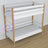 Balta ir ąžuolinė dviaukštė lova - medinė kampinė sofa, darbo kokybė stambiu planu
