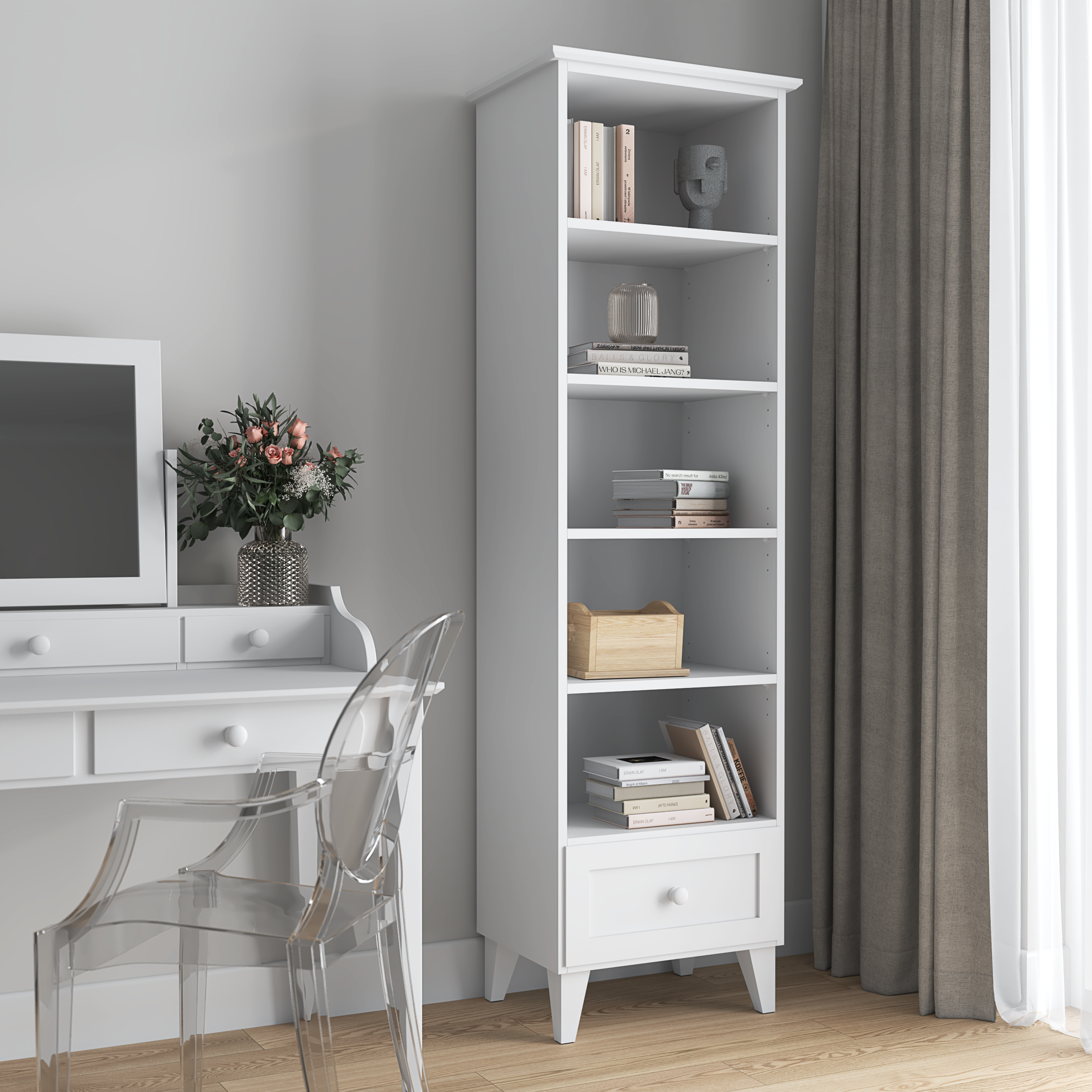 Medinė lentyna 1S 57 Scandi balta