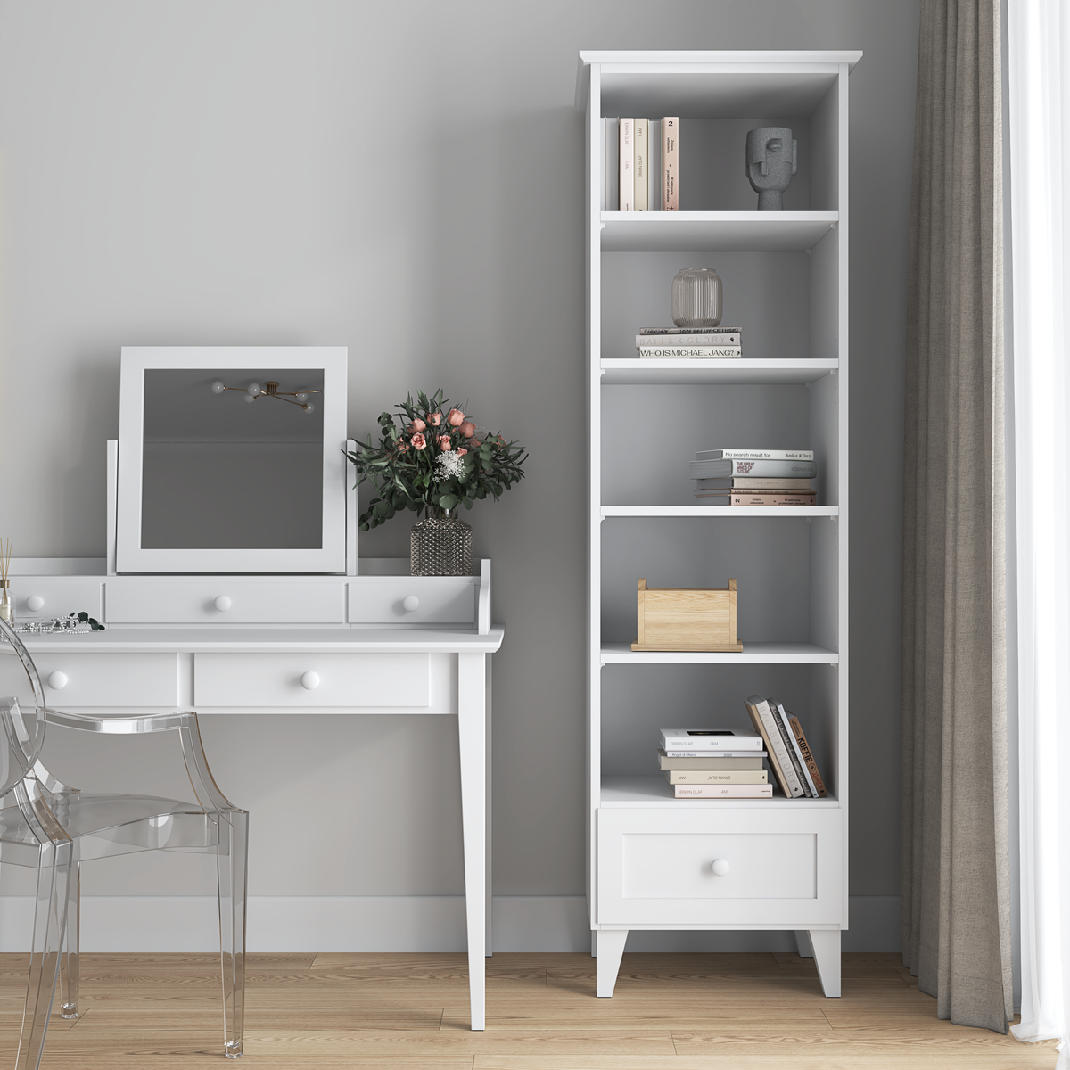 Medinė lentyna 1S 57 Scandi balta