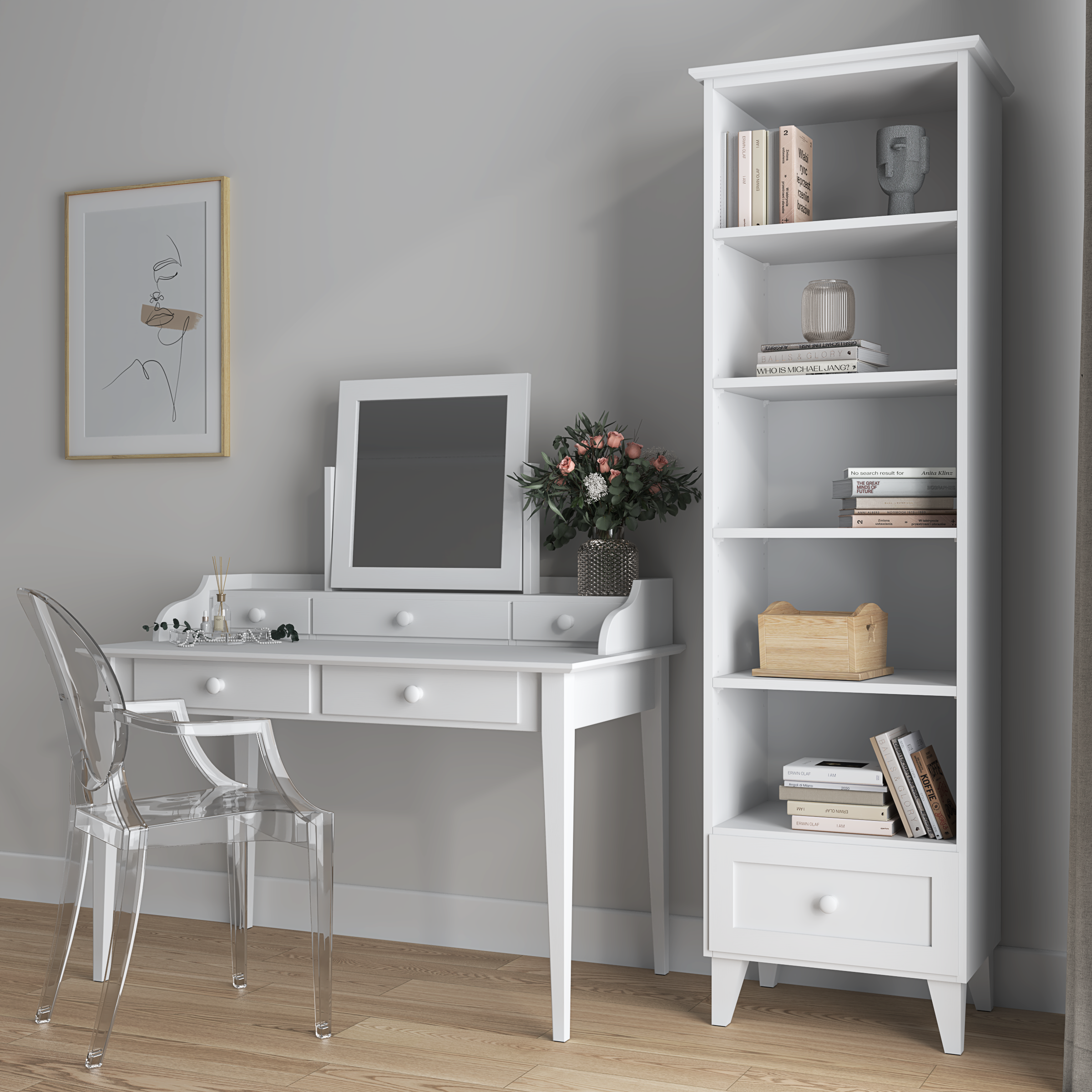 Medinė lentyna 1S 57 Scandi balta