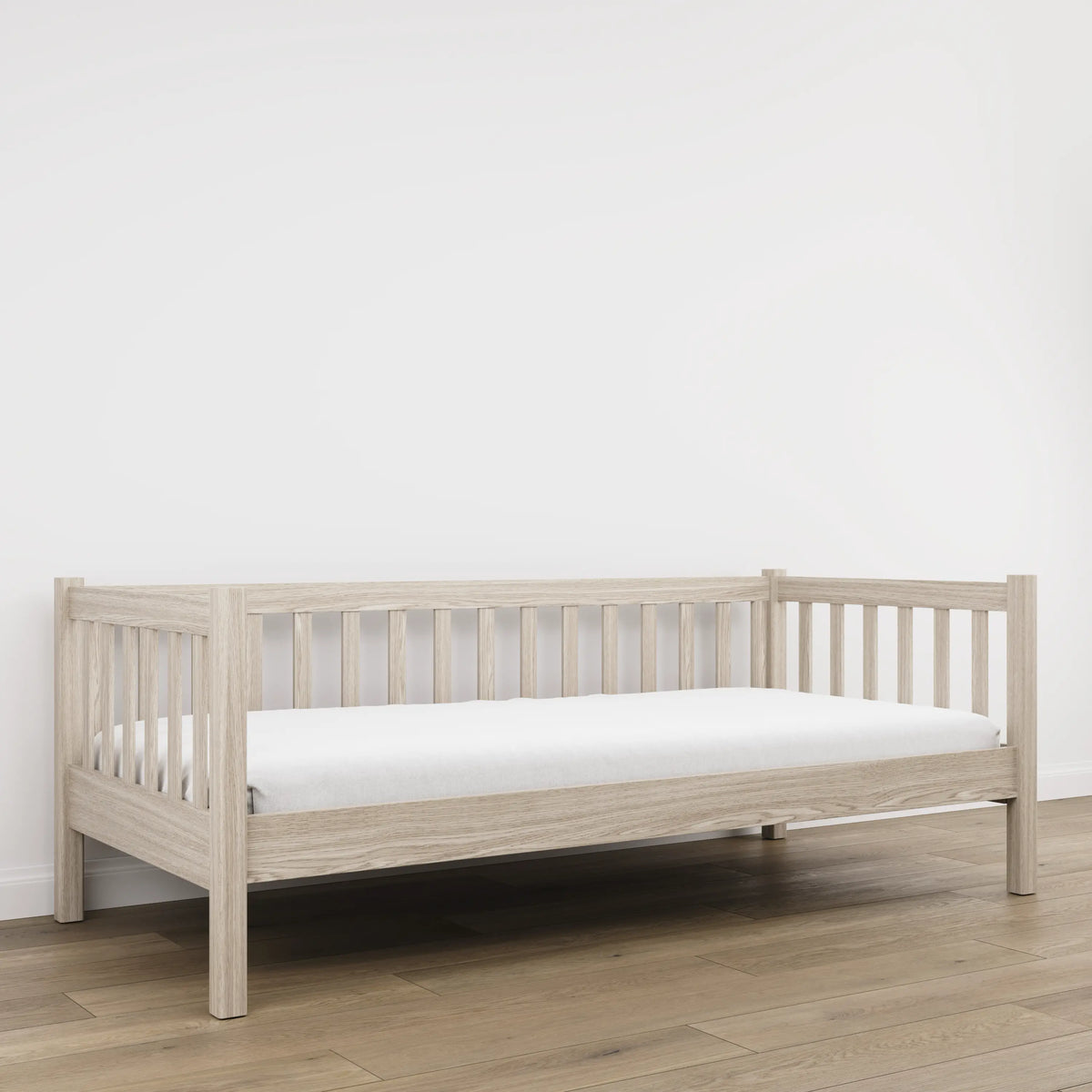 Ąžuolinė sofa-lova, balintas ąžuolas - medžio detalės ir sandūros, Nizio Home