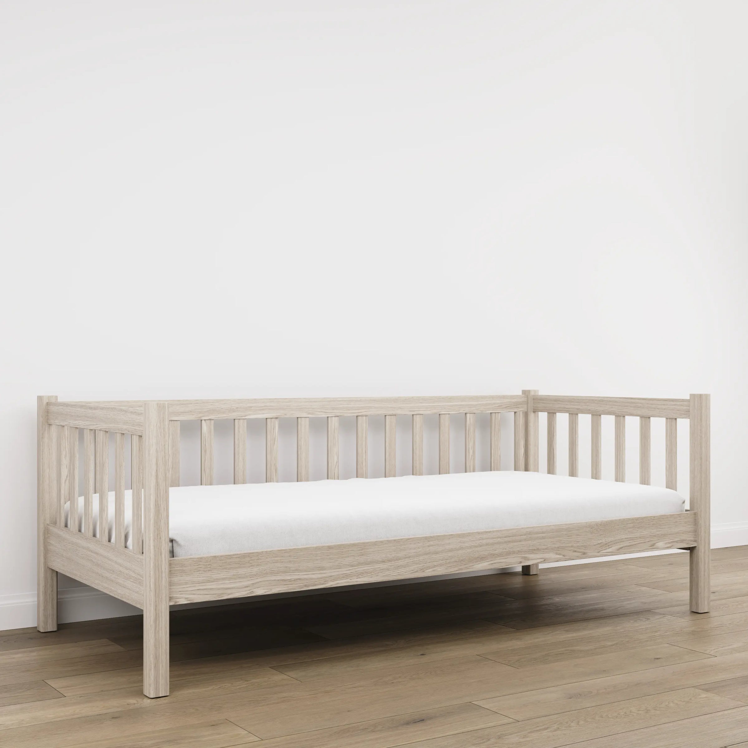 Ąžuolinė sofa-lova, balintas ąžuolas - medžio detalės ir sandūros, Nizio Home