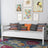 Balta sofa-lova - medinis šoninis barjeras, saugus vaikams