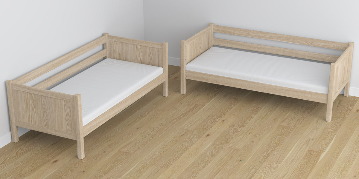 Bunk bed, bleached oak - oak carpentry joints, close-up, Nizio Home