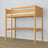 Loft bed natural pine – wooden desk under the sleeping area, scandi children’s room