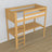 Loft bed natural pine wooden – top view of the sleeping area, Nizio