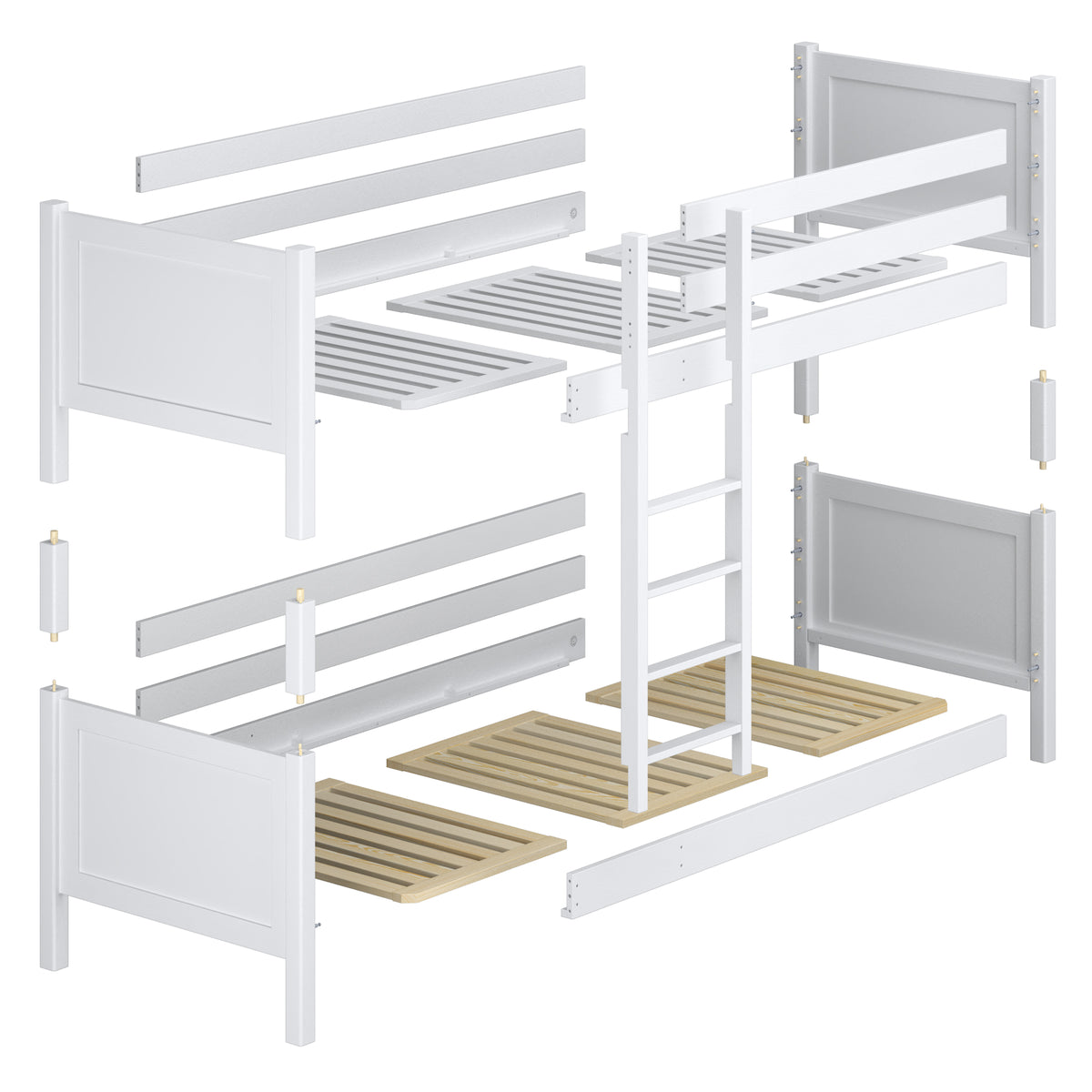 Oak Bunk Bed Natural Oak with Mattress Drawer – Room Arrangement