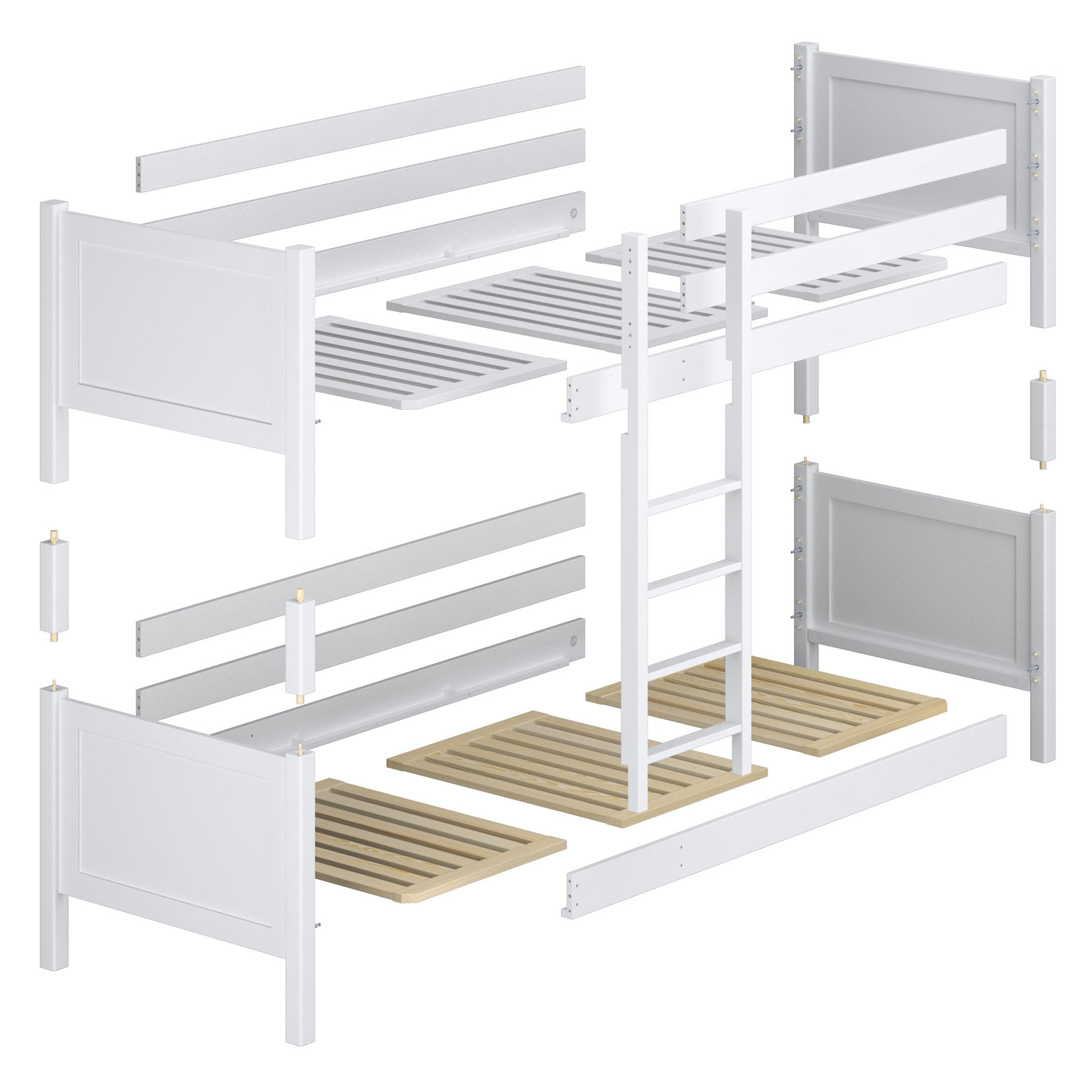 Oak Bunk Bed Natural Oak with Mattress Drawer – Room Arrangement