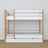 White and Oak Bunk Bed – Wooden Slatted Frame, Mattress Drawer