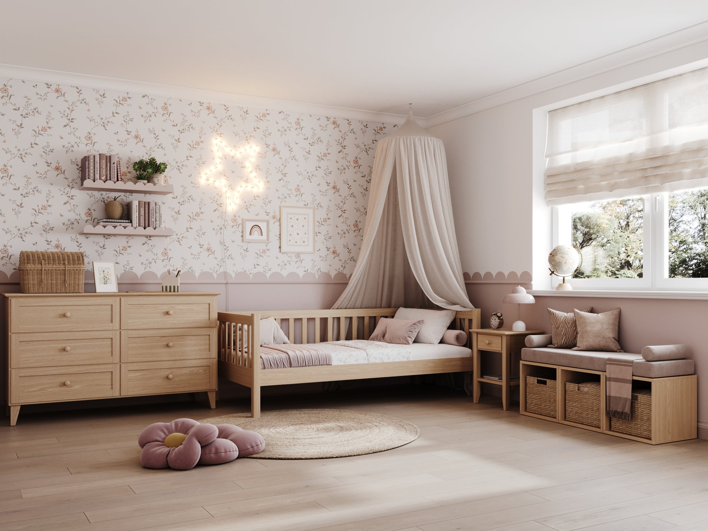 Ąžuolinė sofa-lova, natūralus ąžuolas - medžio detalės ir sandūros, Nizio Home