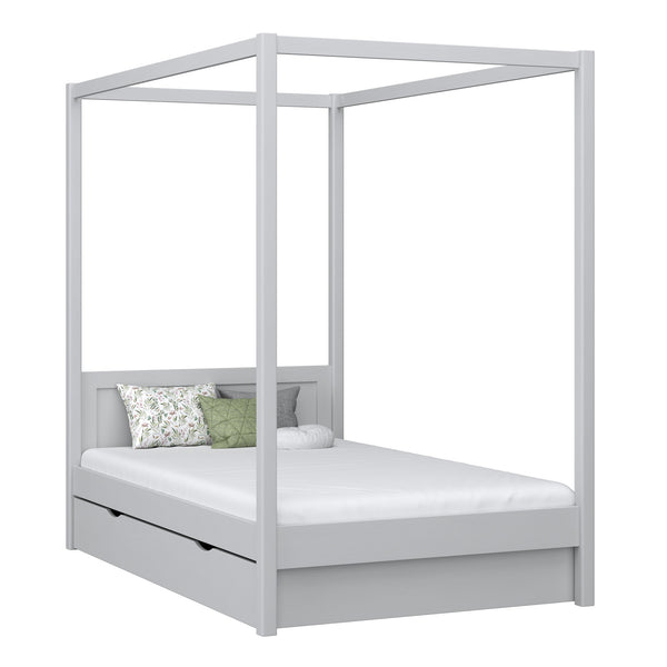 Wooden canopy bed with drawer grey – child’s room, scandi style