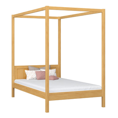 Wooden natural pine canopy bed – child’s room, Scandinavian style, Nizio