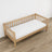 Natūralios pušies sofa-lova vaikų kambaryje - skandi išdėstymas, medinė