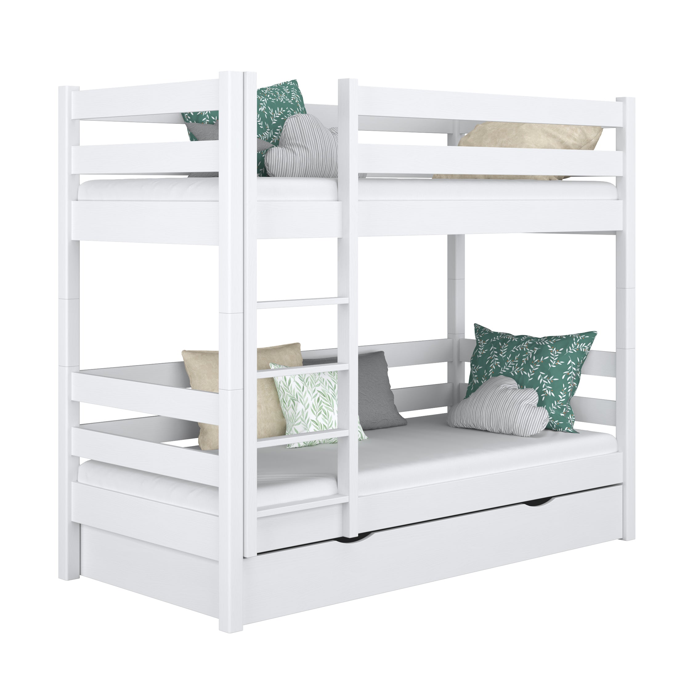 Bunk Bed with Drawer N01 Wooden in Custom RAL/NCS Color – Solid Wood, Nizio