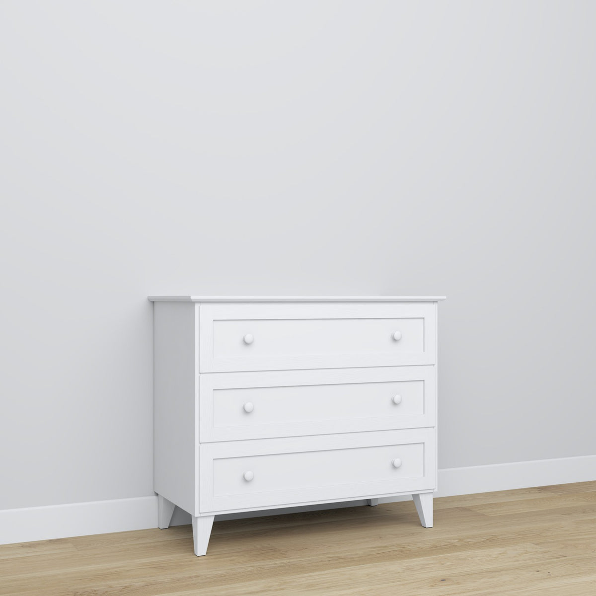 3S balta medinė komoda - viršus ir detalės, aukštos kokybės Nizio Home