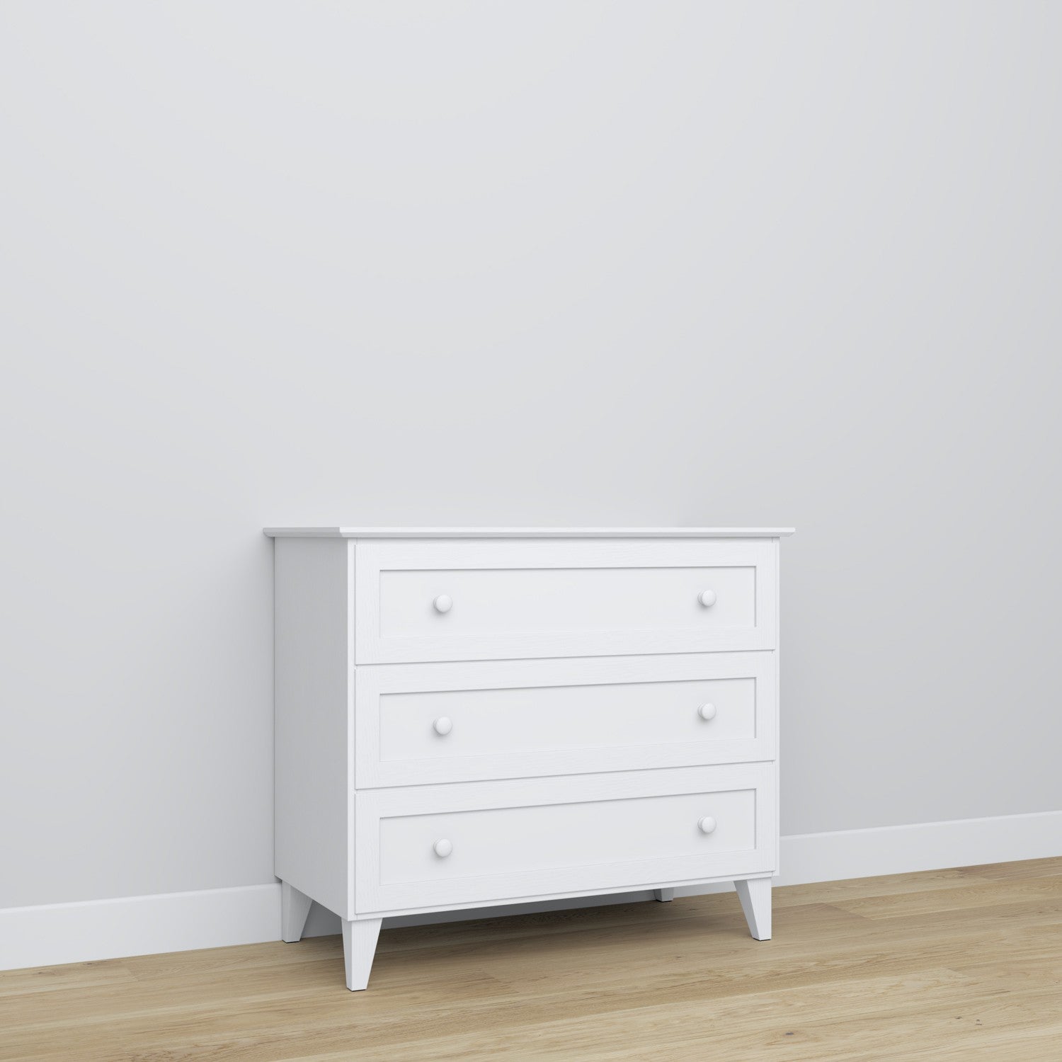 3S balta medinė komoda - viršus ir detalės, aukštos kokybės Nizio Home