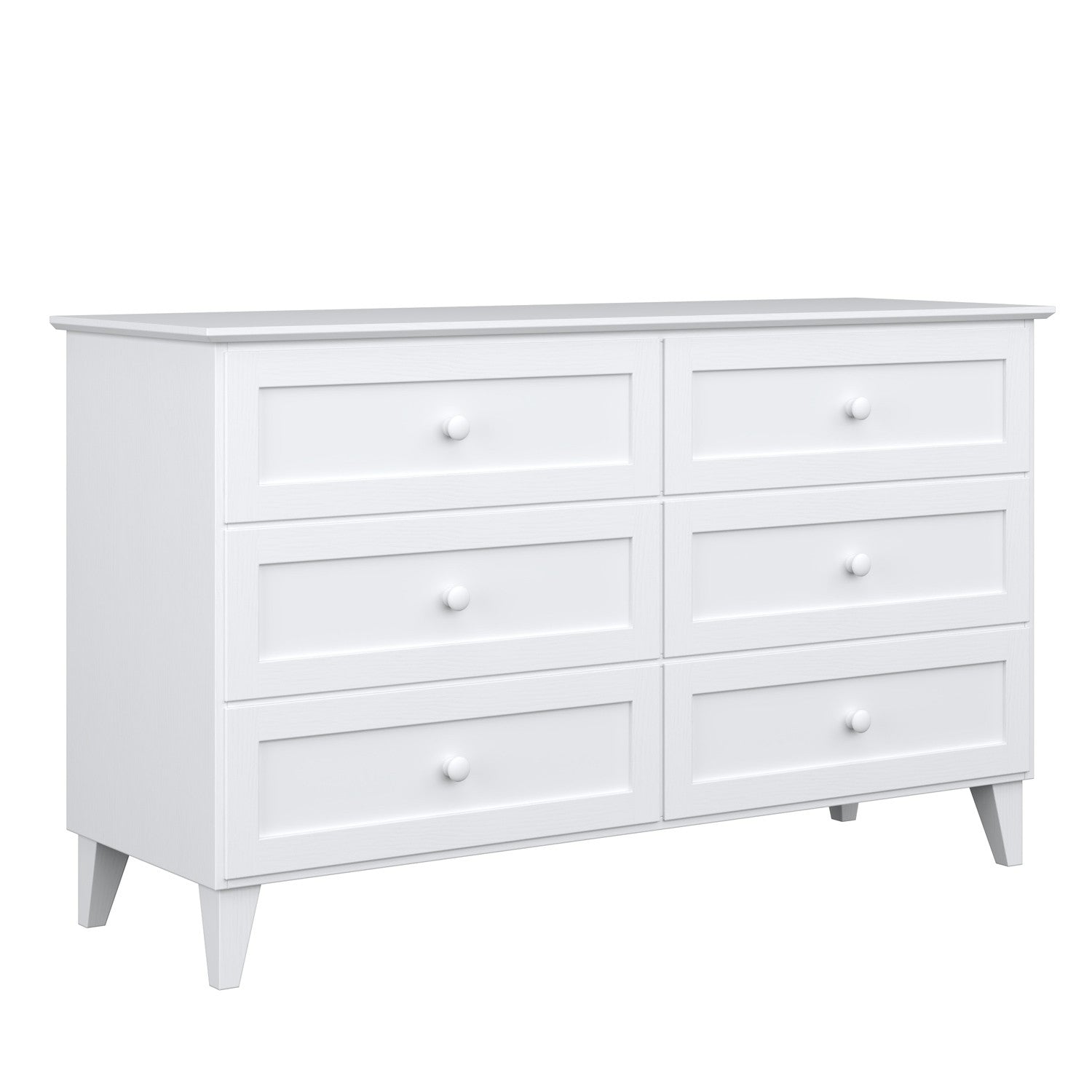 Komoda 6S biały 154 cm z drewna – wymiary i schemat, Nizio