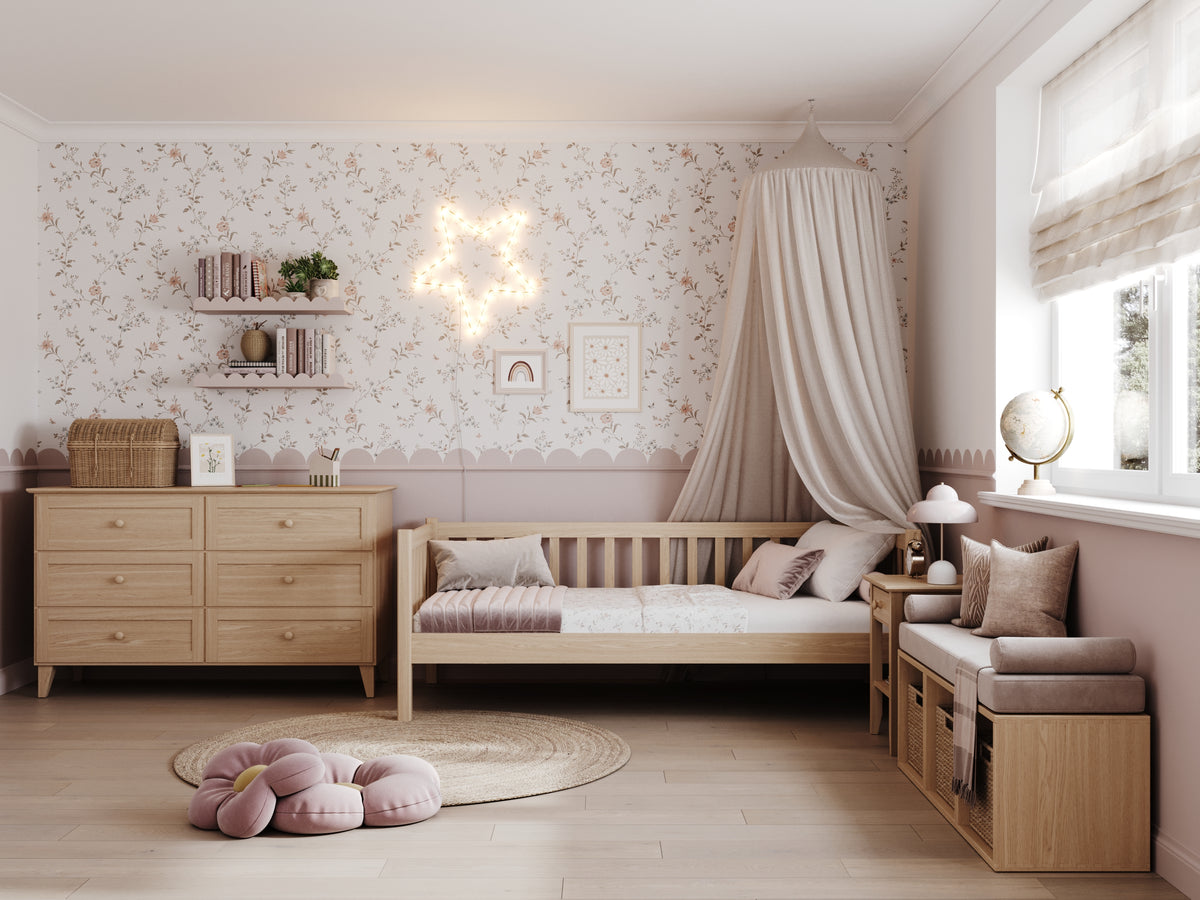 Natūralaus ąžuolo sofa-lova iš ąžuolo - matmenys ir schema, Nizio