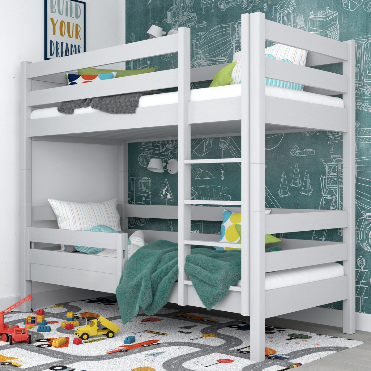 Pilkas apsauginis barjeras – medinis, vaizdas iš priekio, Nizio Home
