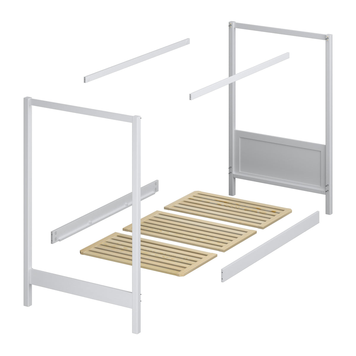 Canopy bed with drawer for mattress white-oak made of wood – dimensions, Nizio