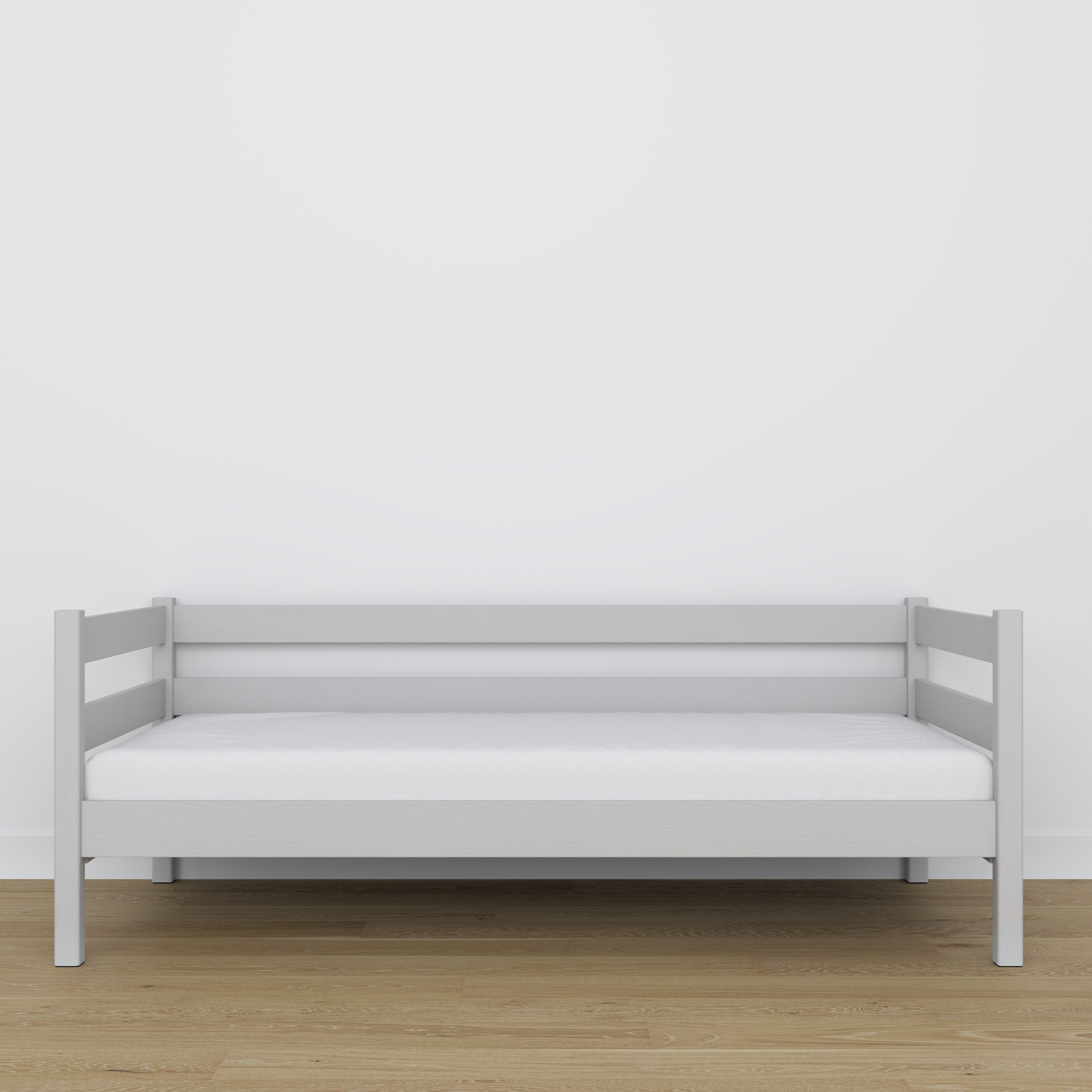 Łóżko sofa drewniane popielaty – detale drewna i złączeń, Nizio Home