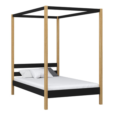 Wooden black-oak canopy bed – child’s room, Scandinavian style, Nizio