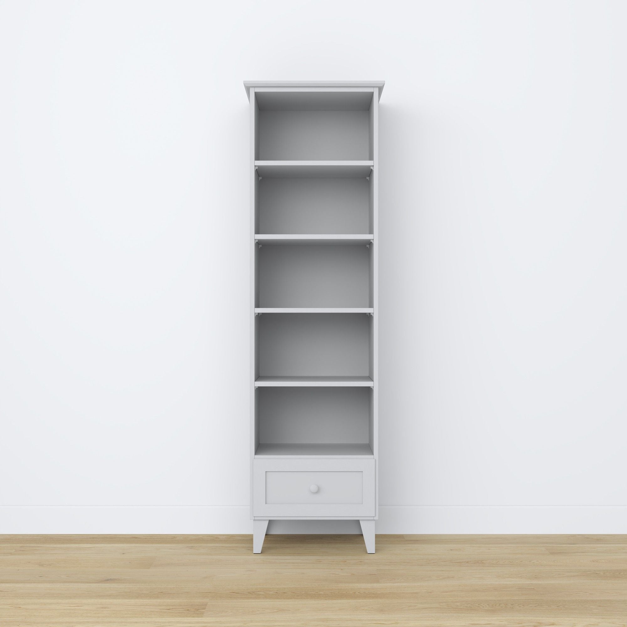 Regał 1S drewniane popielaty – wymiary i schemat 57 cm, Nizio Home