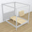Canopy bed grey made of wood – angled view, bedroom