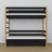Black and oak bunk bed - wooden frame with slats, side view