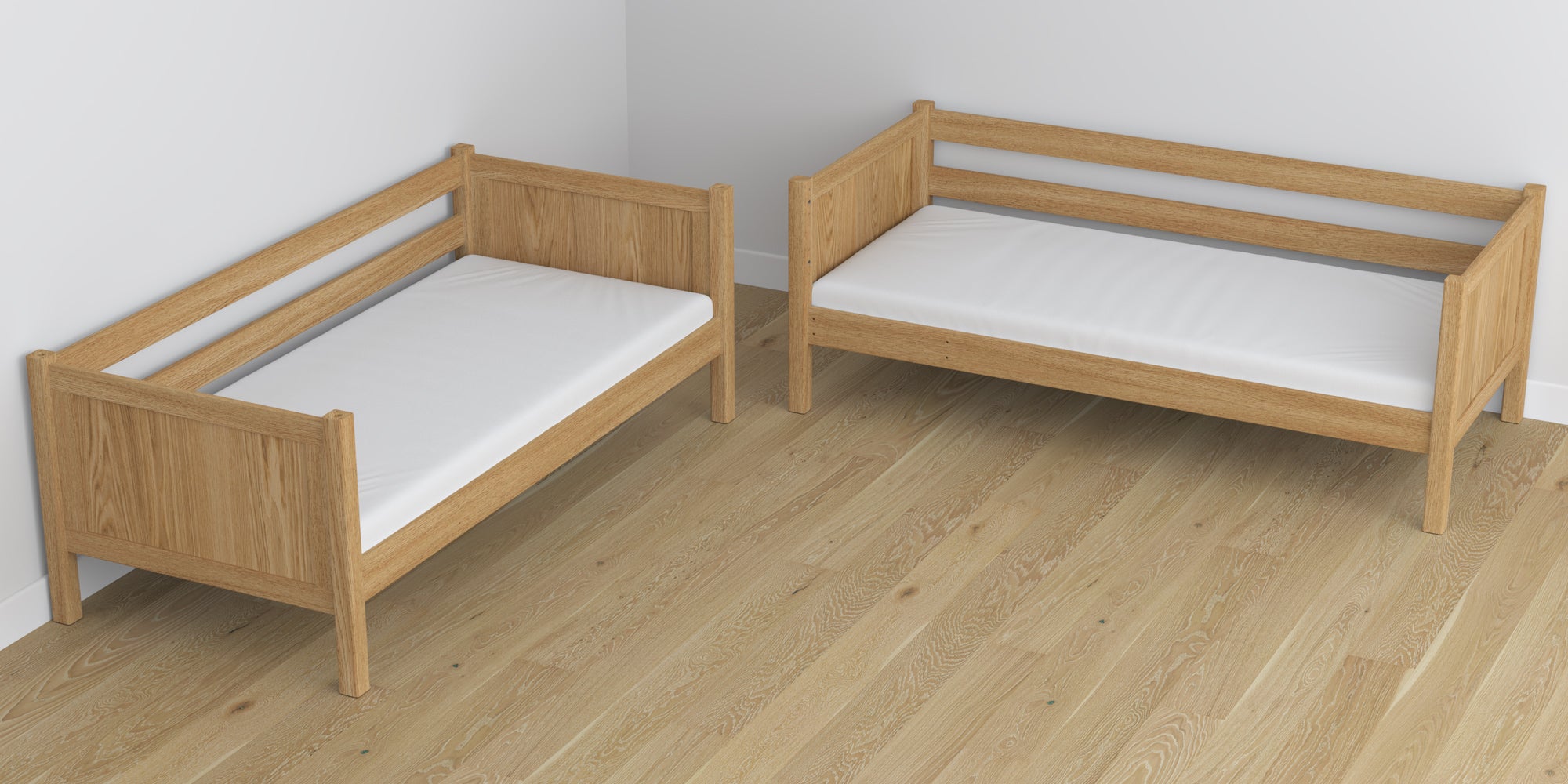 Oak Bunk Bed Natural Oak – Dimensions and Diagram with Mattress Drawer
