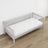 Pilkos spalvos sofa-lova vaikų kambaryje - skandi išdėstymas, medinė