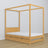 Natural pine canopy bed – drawer for additional mattress, wooden