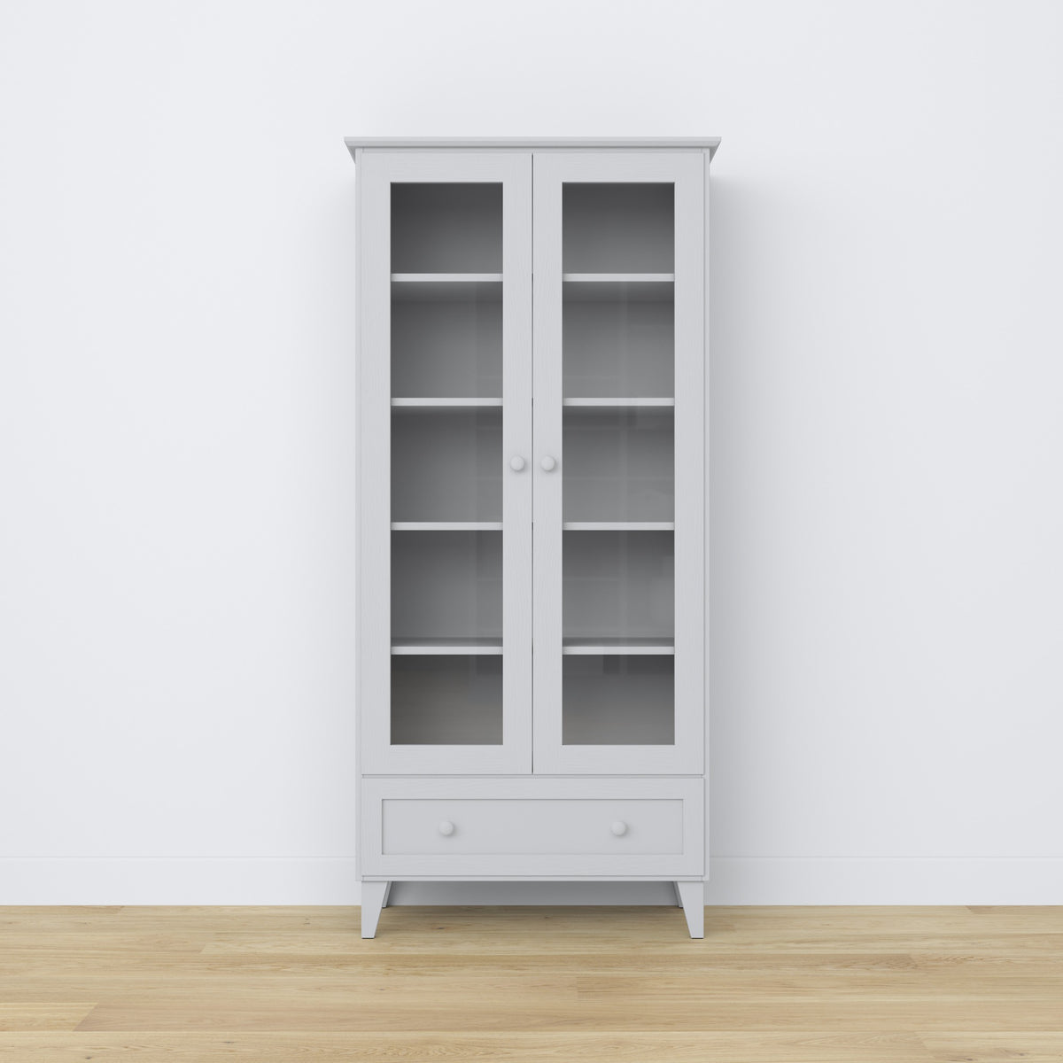 Witryna z szufladą drewniane popielaty 90 cm – salon, styl skandynawski Nizio