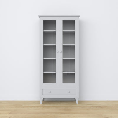 Witryna z szufladą drewniane popielaty 90 cm – salon, styl skandynawski Nizio