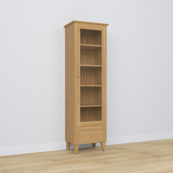 Witryna 1S 57 dąb naturalny – dębowe, szklane drzwi, widok frontalny