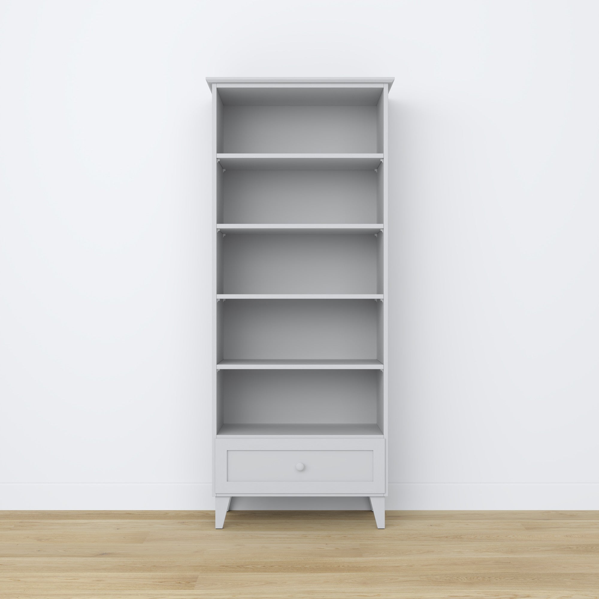 Regał z szufladą drewniane popielaty 80 cm – salon i gabinet, styl skandynawski