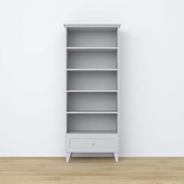Regał z szufladą drewniane popielaty 80 cm – salon i gabinet, styl skandynawski