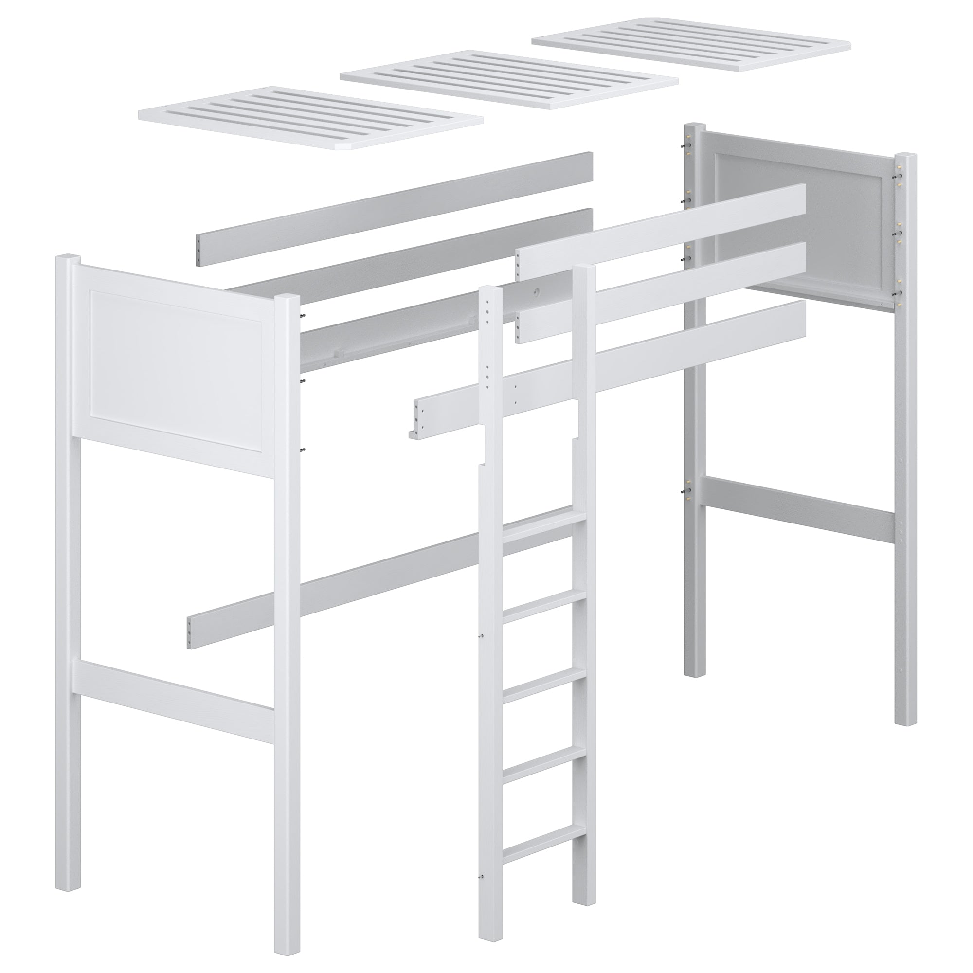 Loft bed clear pine wooden – dimensions and diagram, Nizio