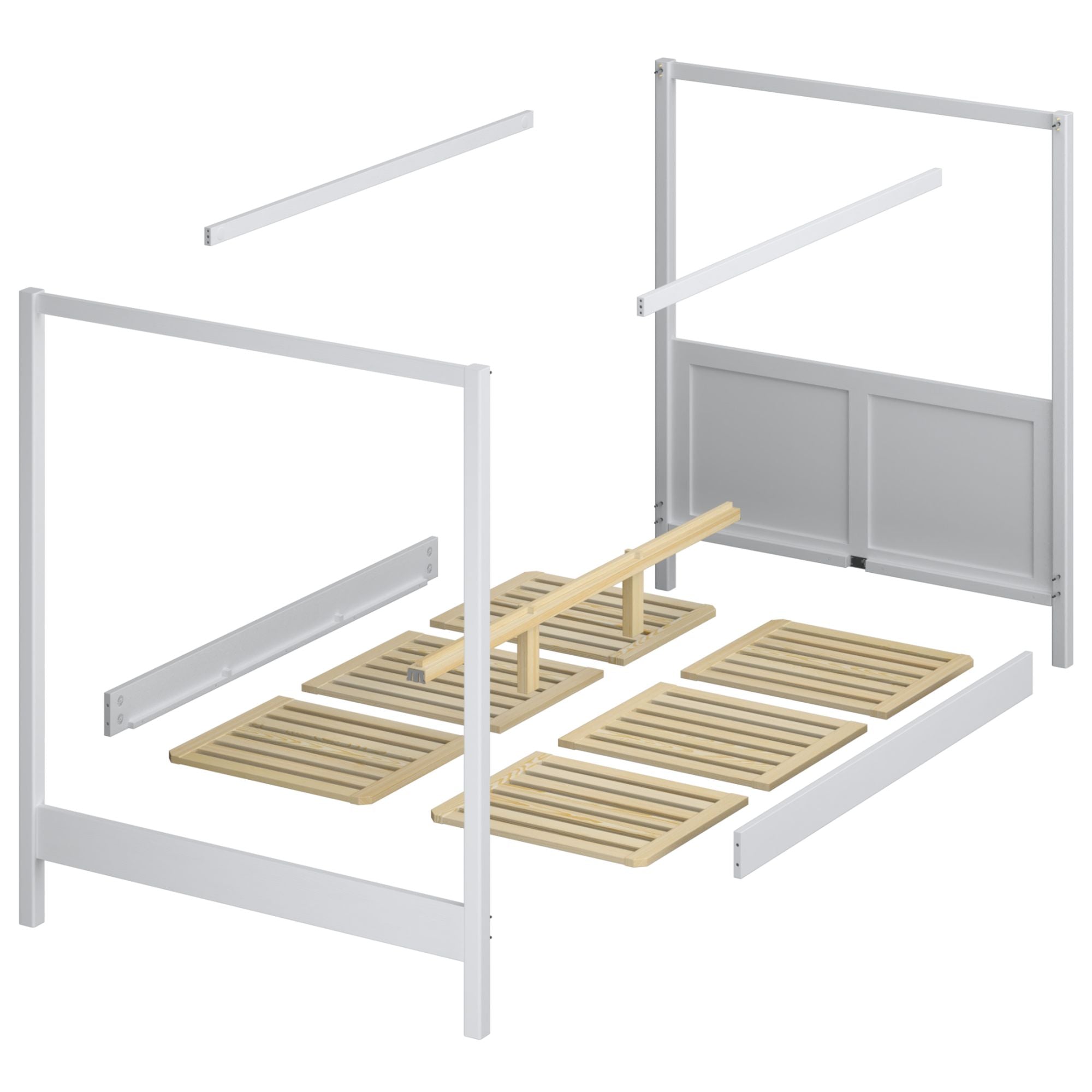 Bed grey with canopy – rear wooden frame, Nizio Home