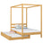 Wooden canopy bed with mattress drawer natural pine – scandi child’s room