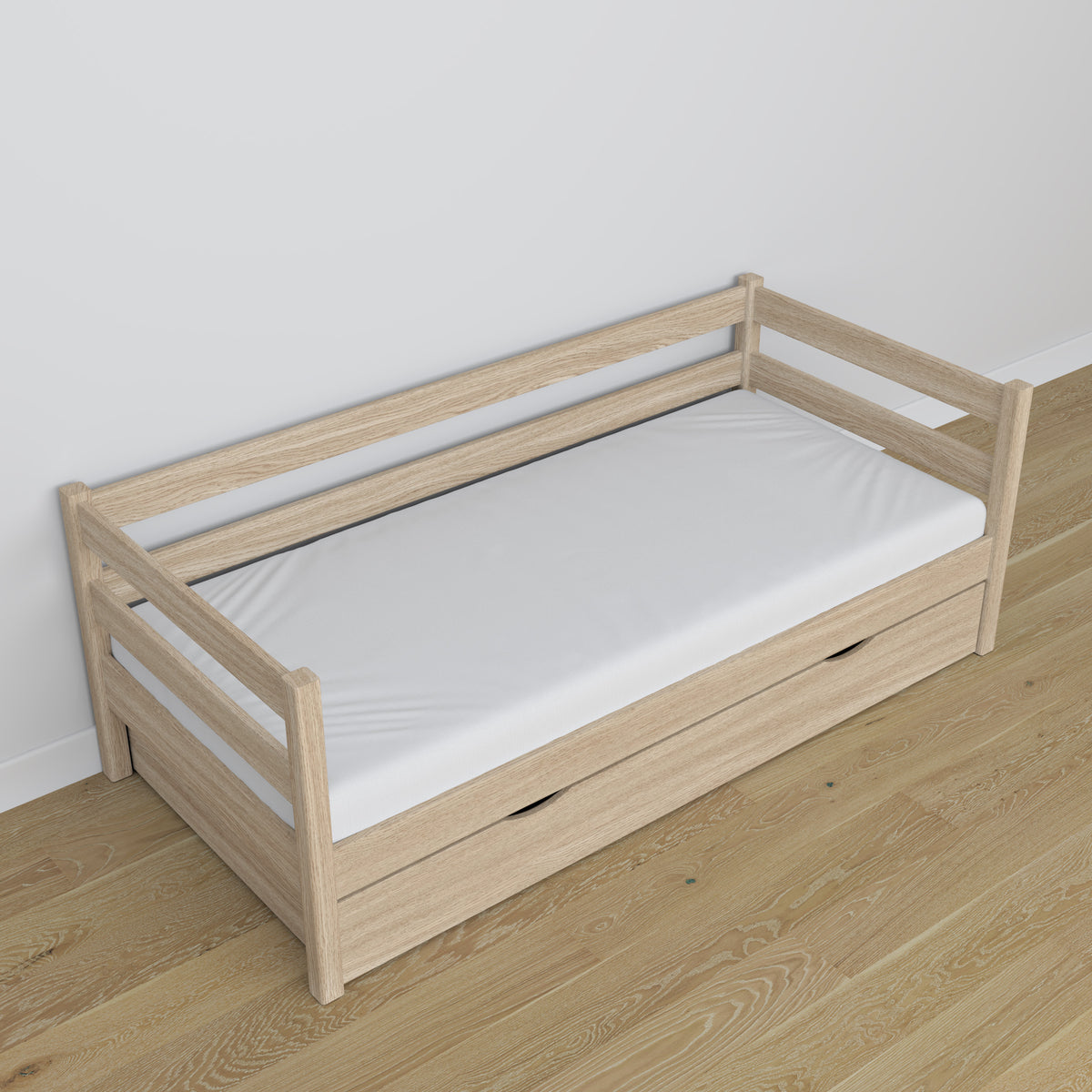 Balinto ąžuolo sofa-lova su stalčiumi - vaikų kambarys, skani sutvarkymas