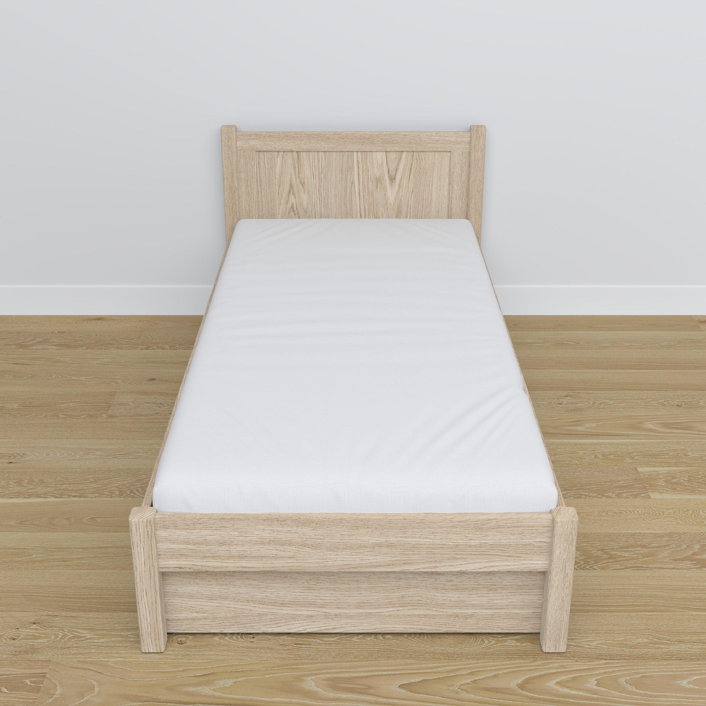 Bleached Oak Bed with Drawer – Oak Runners and Details, Nizio