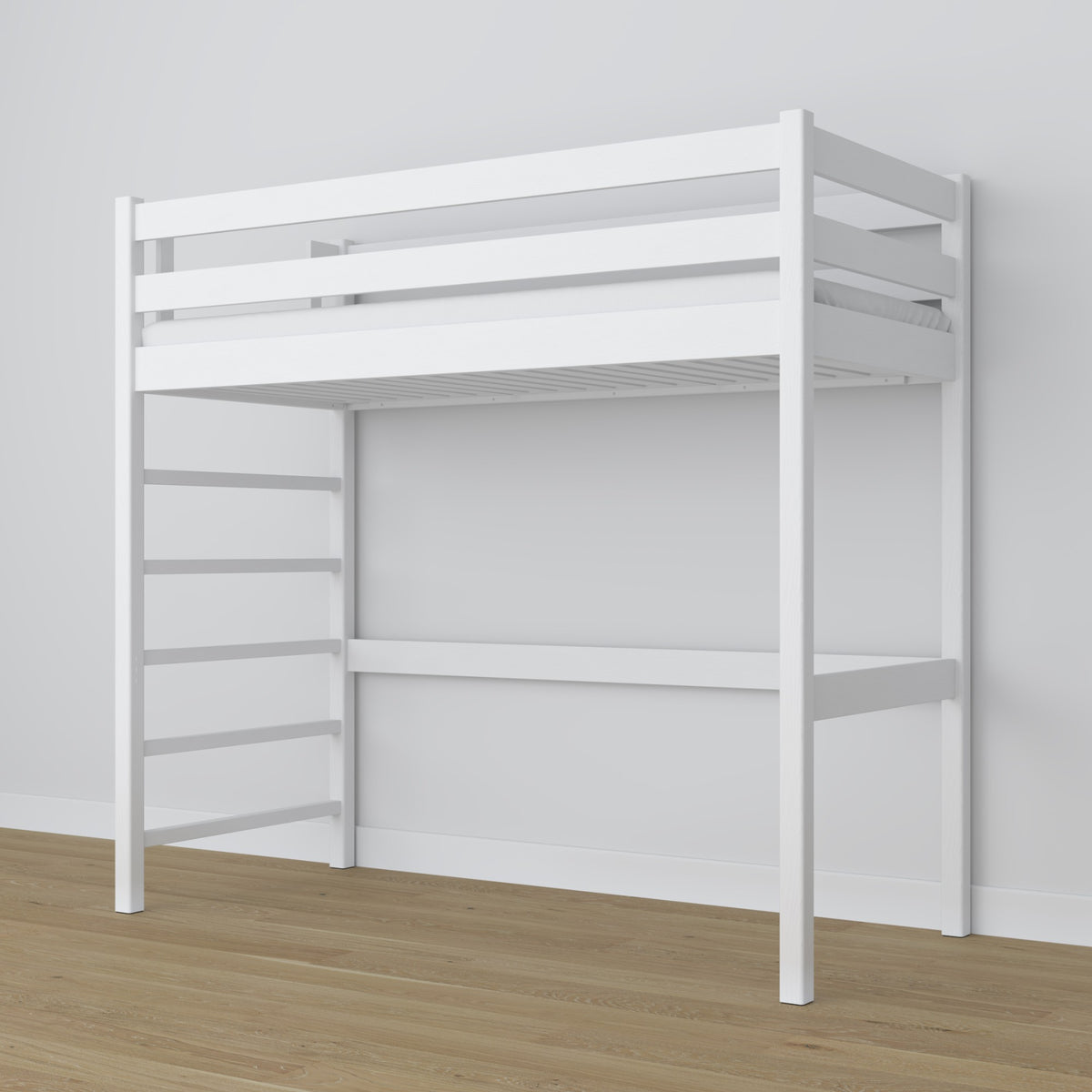 Mezonino lova N01, balta, medinė, skandinaviško stiliaus, minimalistinė