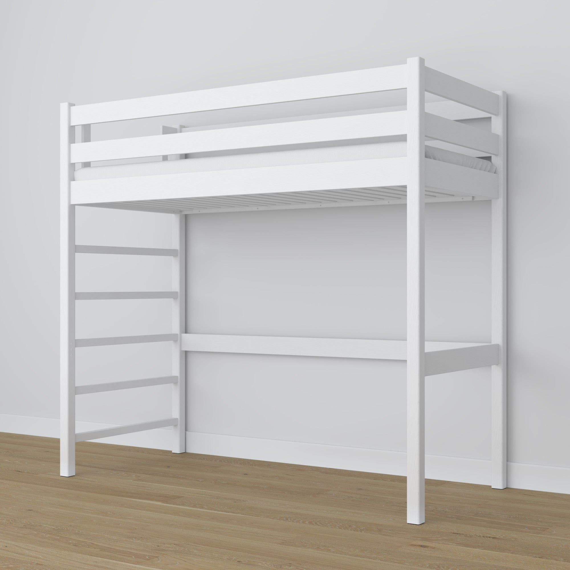 Mezonino lova N01, balta, medinė, skandinaviško stiliaus, minimalistinė