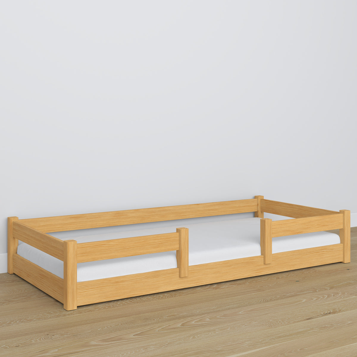 Žema medinė lova, natūrali pušis - sandūrų detalės, Nizio Home
