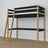 Black and Oak Wooden Loft Bed – Slatted Frame, Side View