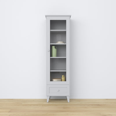 Witryna z szufladą drewniane popielaty 57 cm – salon, styl skandynawski Nizio
