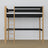 Loft bed black/oak – wooden ladder and safety rail, Nizio Home