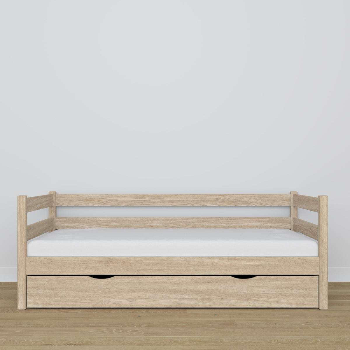 Balinto ąžuolo sofa-lova su stalčiumi iš ąžuolo - matmenys ir schema, Nizio