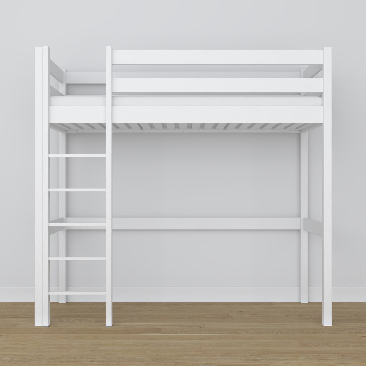 Balta medinė antresolinė lova - sandūrų ir kopėčių detalės, Nizio Home